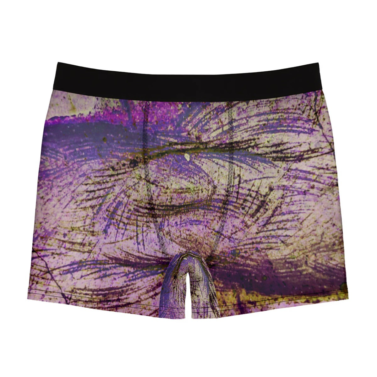 scrapes in purple and yellow Boxer Briefs