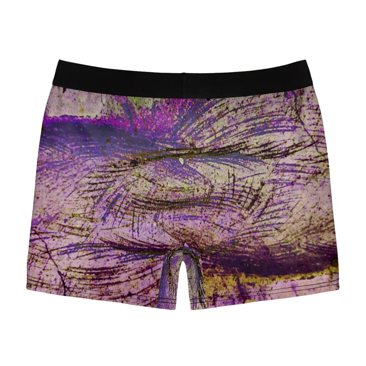 scrapes in purple and yellow Boxer Briefs